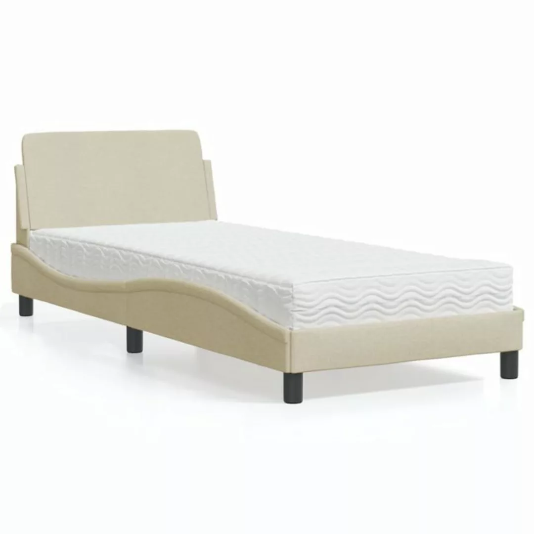 vidaXL Bett, Bett mit Matratze Creme 80x200 cm Stoff günstig online kaufen