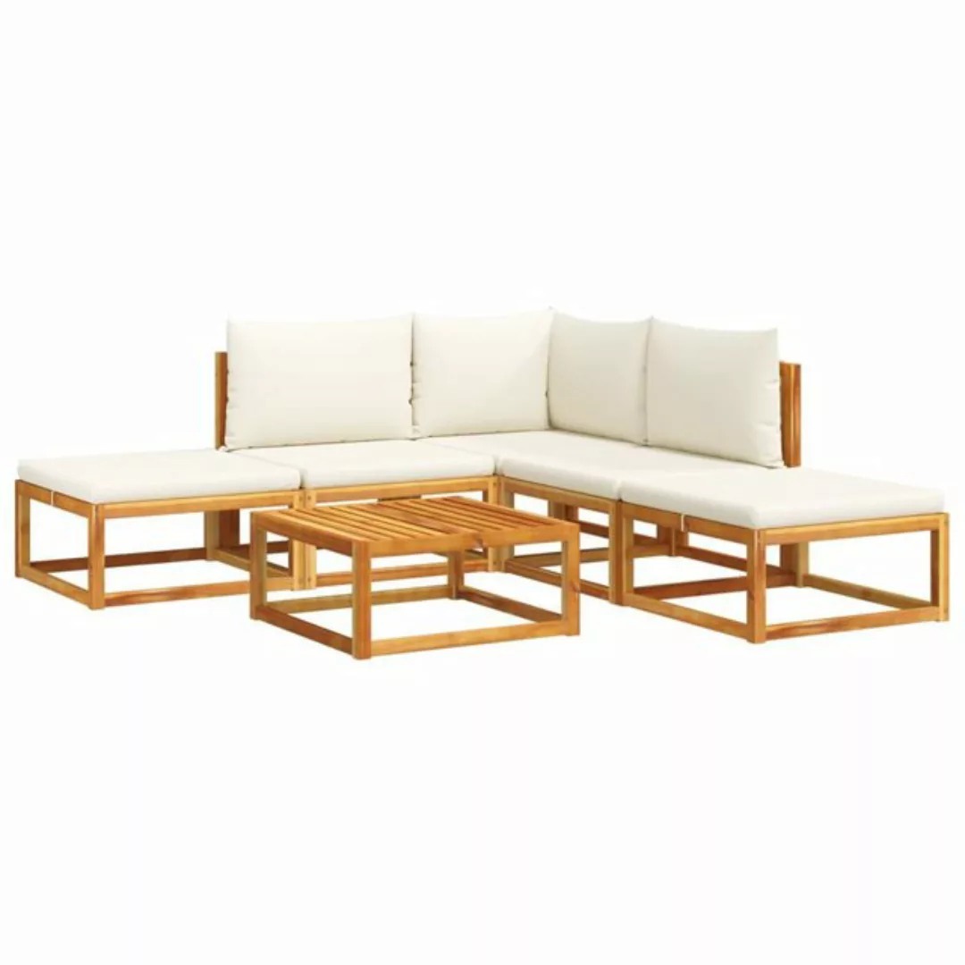 vidaXL Loungesofa 6-tlg. Garten-Sofagarnitur mit Kissen Massivholz Akazie, günstig online kaufen