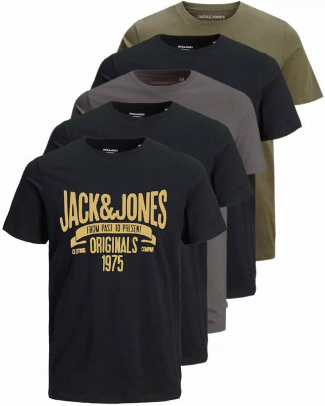 Jack & Jones Print-Shirt (Spar Set, 5er-Pack) T-Shirts mit Aufdruck aus Bau günstig online kaufen