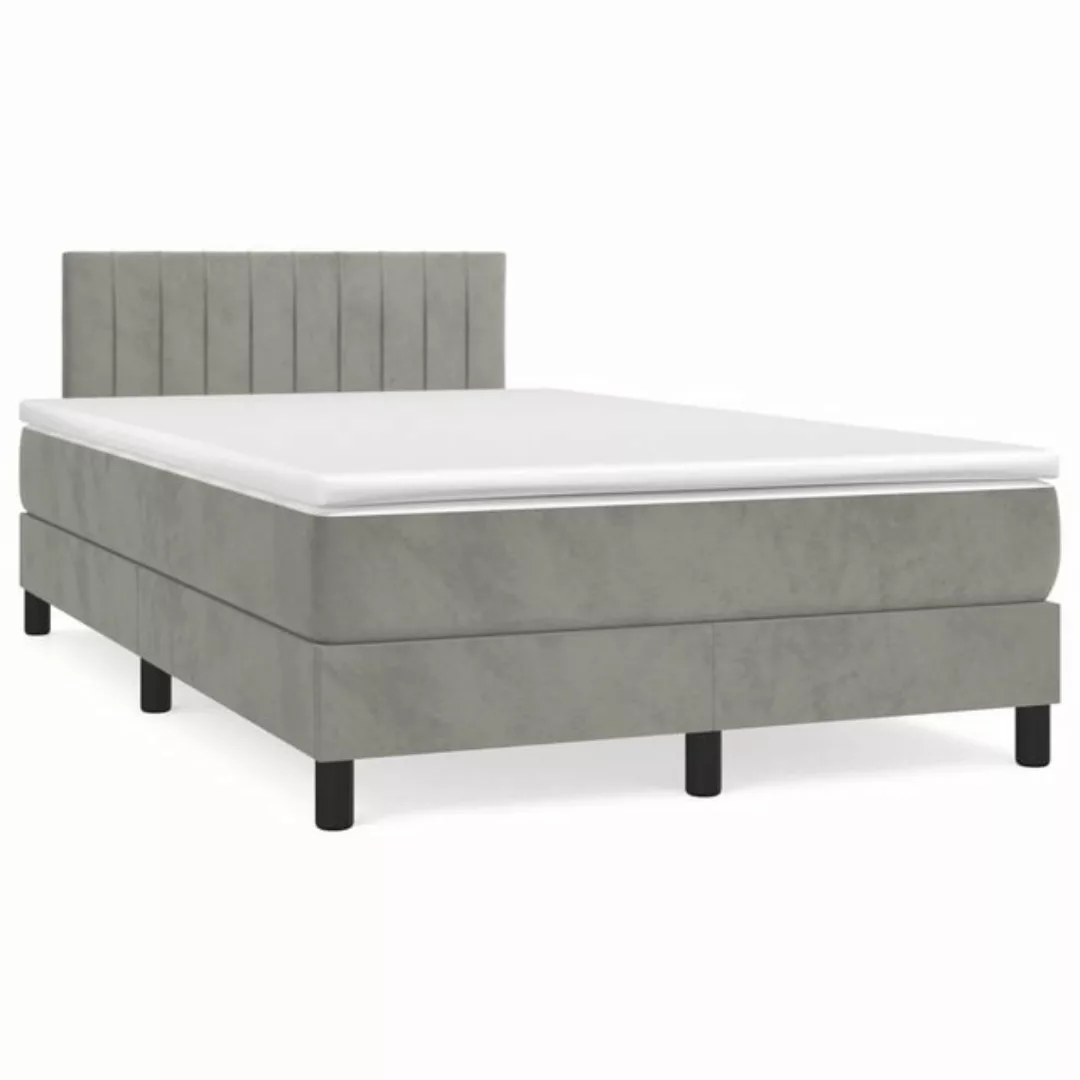 furnicato Bett Boxspringbett mit Matratze Hellgrau 120x200 cm Samt günstig online kaufen