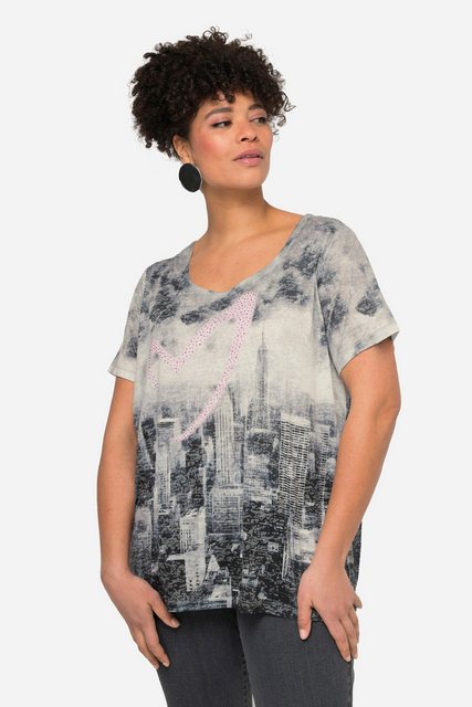 MIAMODA T-Shirt T-Shirt Skyline-Druck mit Herz Rundhals Halbarm günstig online kaufen