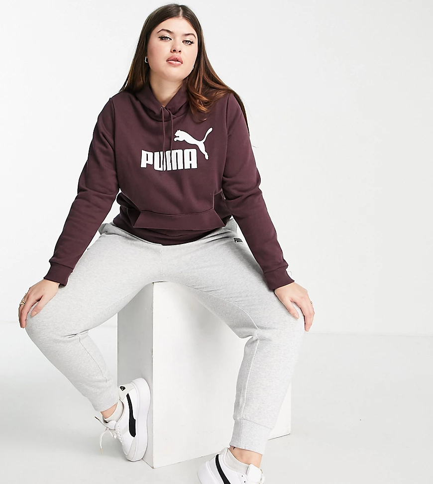 PUMA Plus – Kapuzenpullover in Burgunderrot mit großem Logo günstig online kaufen