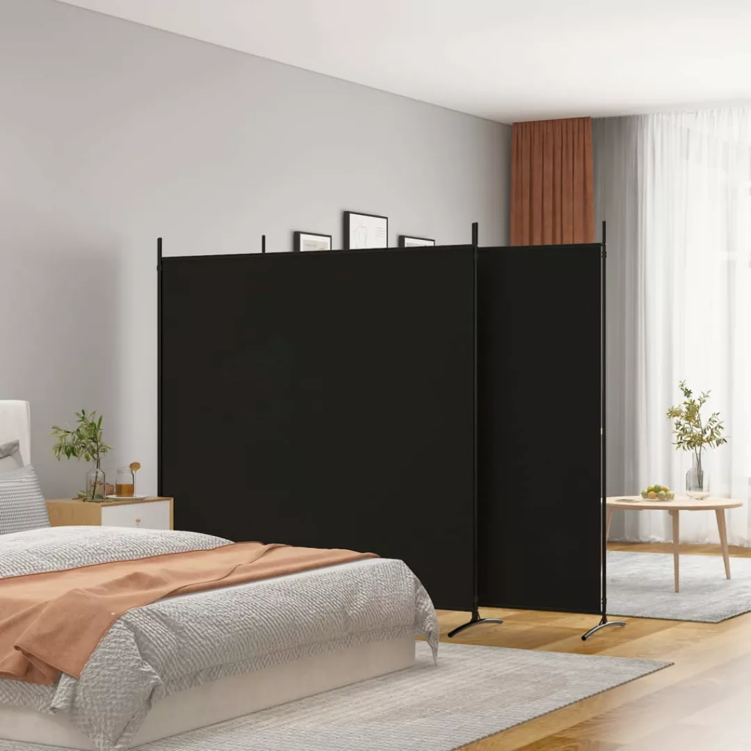 Vidaxl 3-tlg. Paravent Schwarz 525x180 Cm Stoff günstig online kaufen