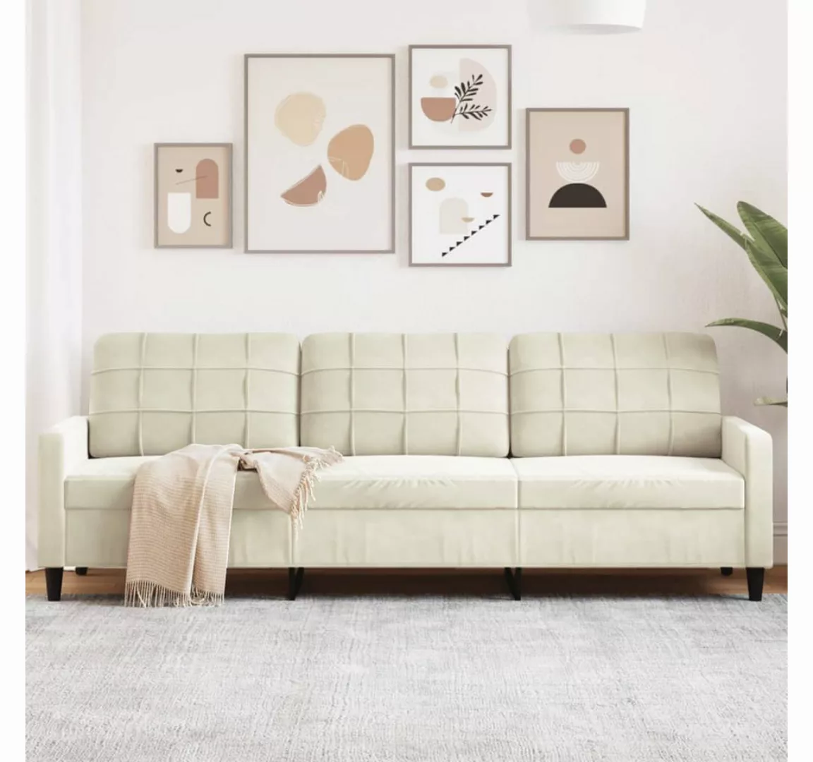 vidaXL Sofa Sofa/ 2-Sitzer/ 3-Sitzer Samt, 210 cm, Creme günstig online kaufen