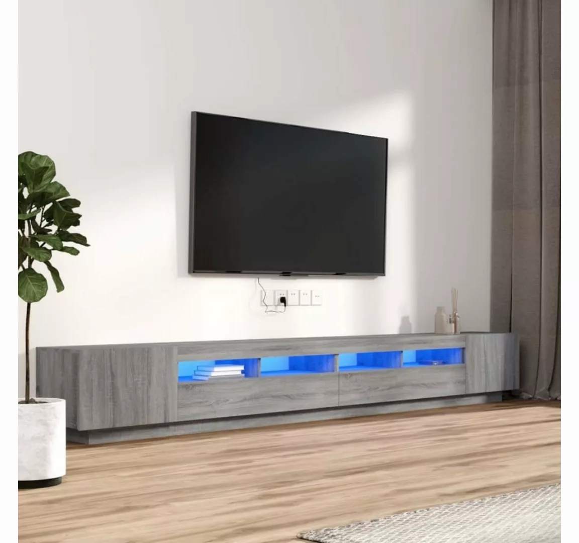 vidaXL TV-Schrank 3-tlg. TV-Schrank-Set LED-Leuchten Grau Sonoma Holzwerkst günstig online kaufen