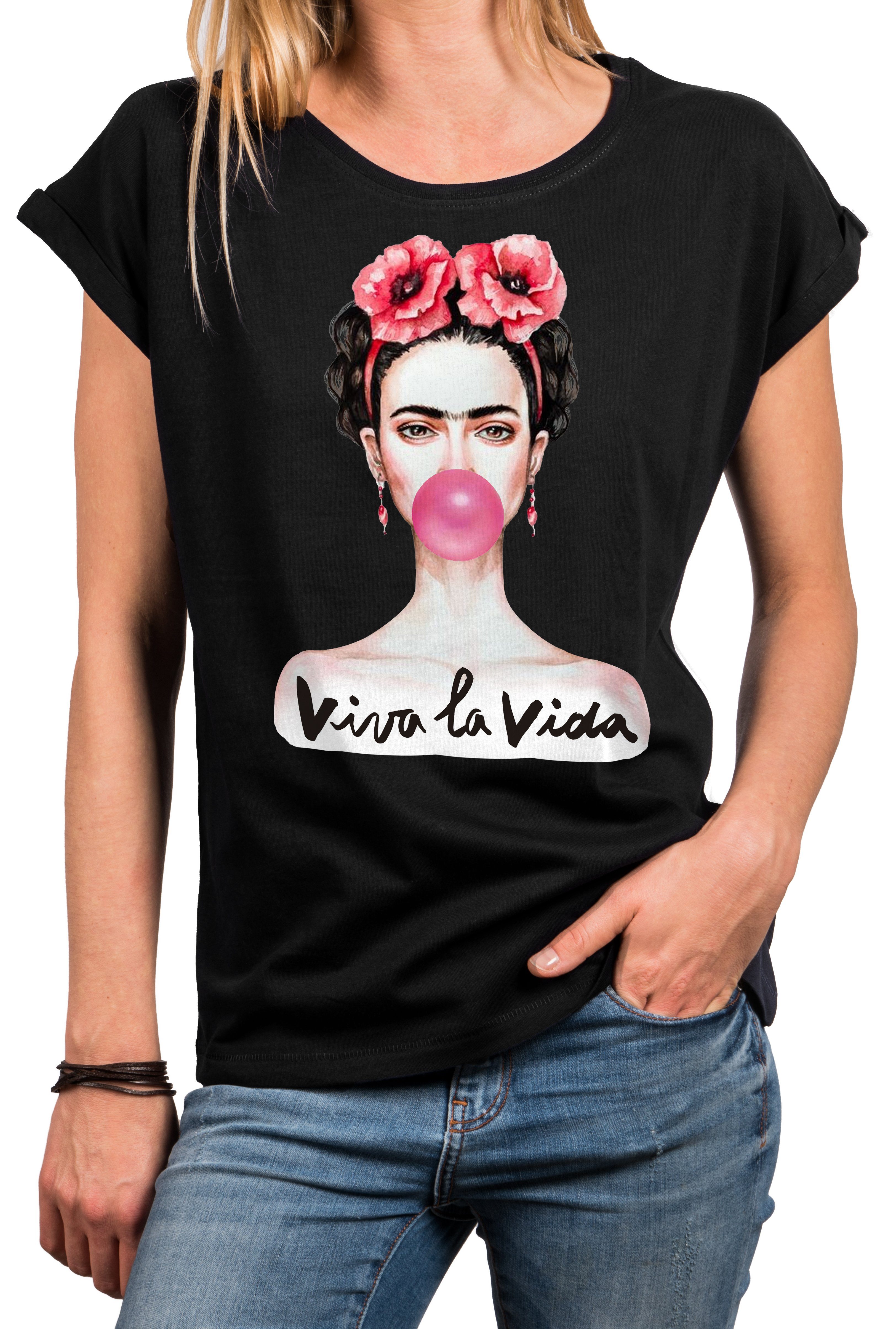 MAKAYA Print-Shirt Damen Fridas Fashion Top günstig online kaufen