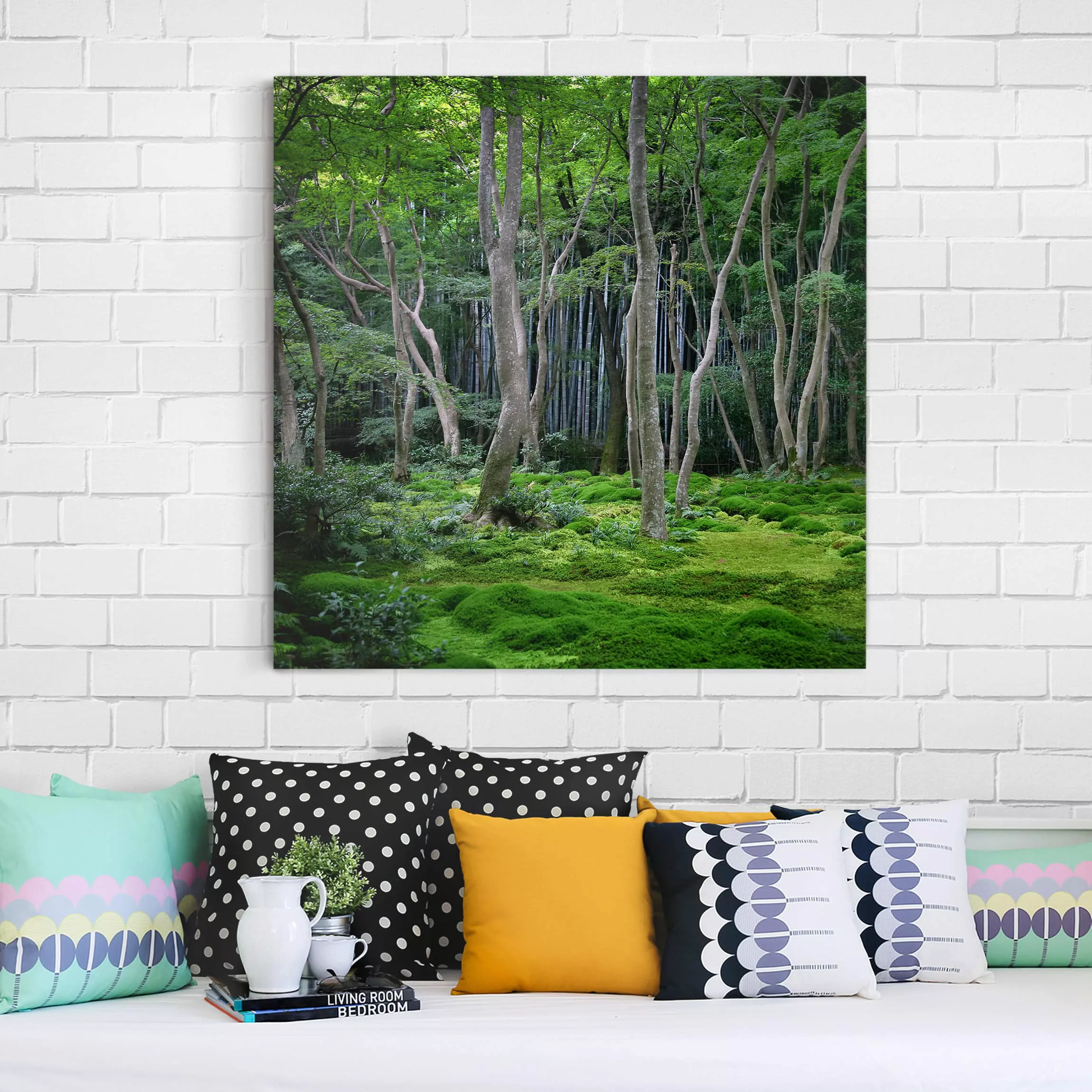 Leinwandbild - Quadrat Japanischer Wald günstig online kaufen