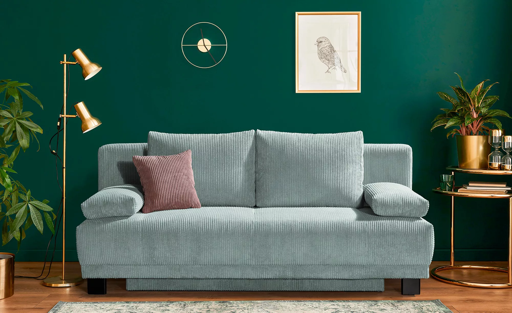 Schlafsofa aus Cord Luna ¦ blau ¦ Maße (cm): B: 200 H: 89 T: 96.0 Polstermö günstig online kaufen