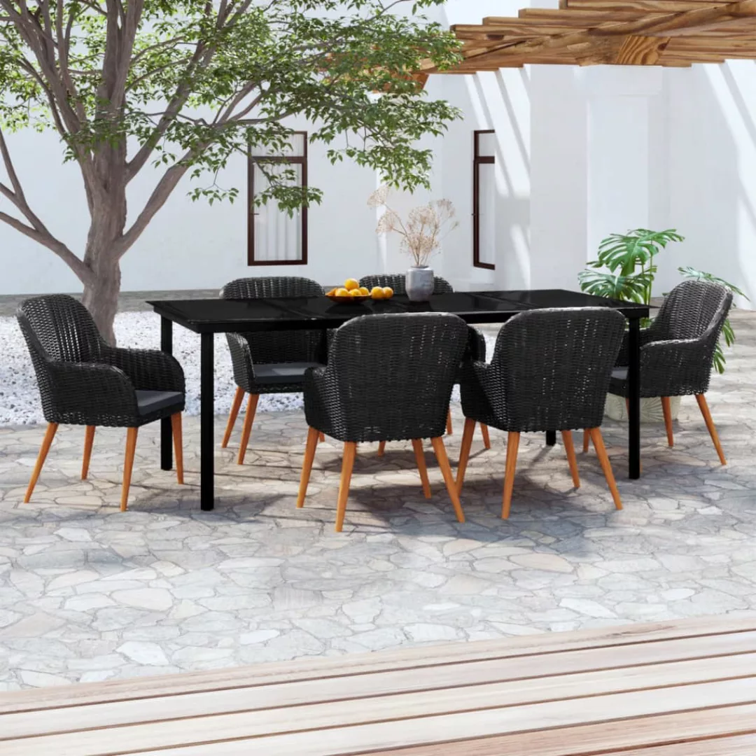 Vidaxl 7-tlg. Garten-essgruppe Mit Auflagen Schwarz günstig online kaufen