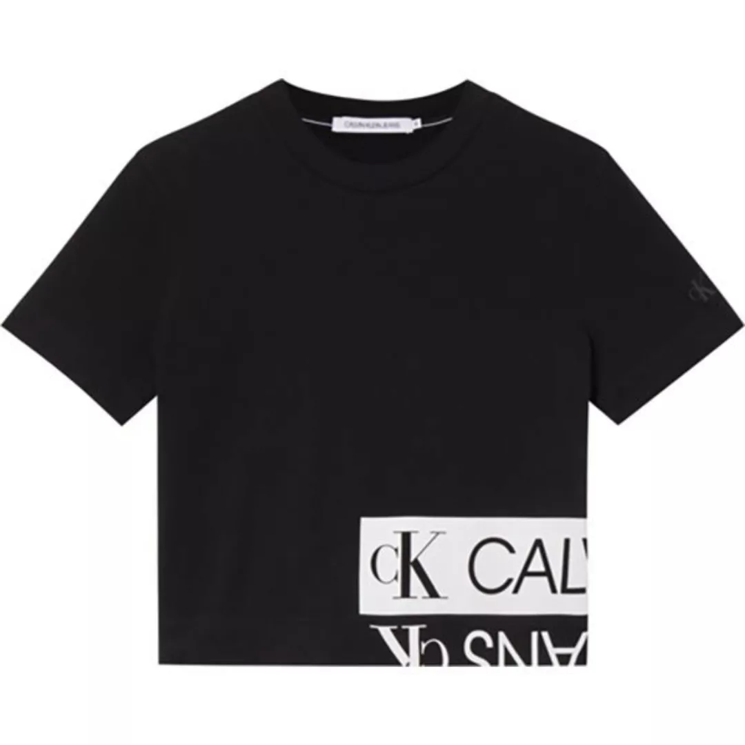 Calvin Klein Jeans Mirrored Logo Boxy Kurzärmeliges T-shirt XS Ck Black / B günstig online kaufen