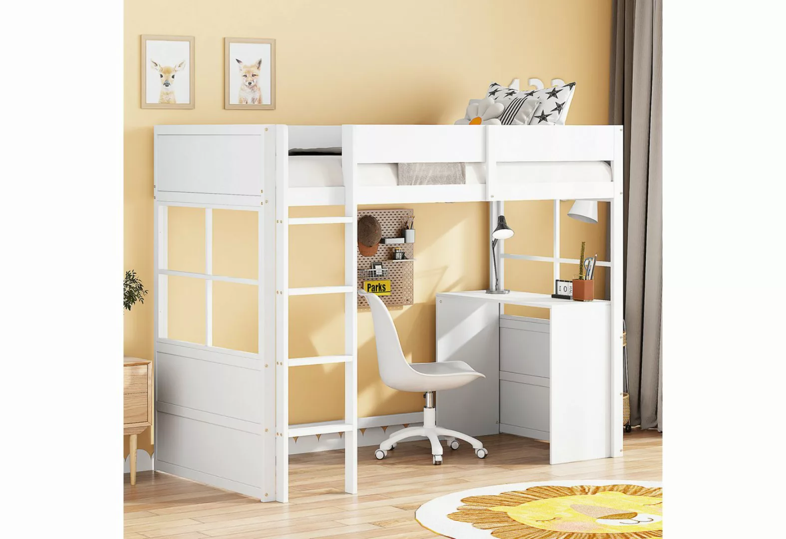 MODFU Kinderbett Einzelbett Hochbett Funktionsbett Holzbett (Sicherheitstre günstig online kaufen