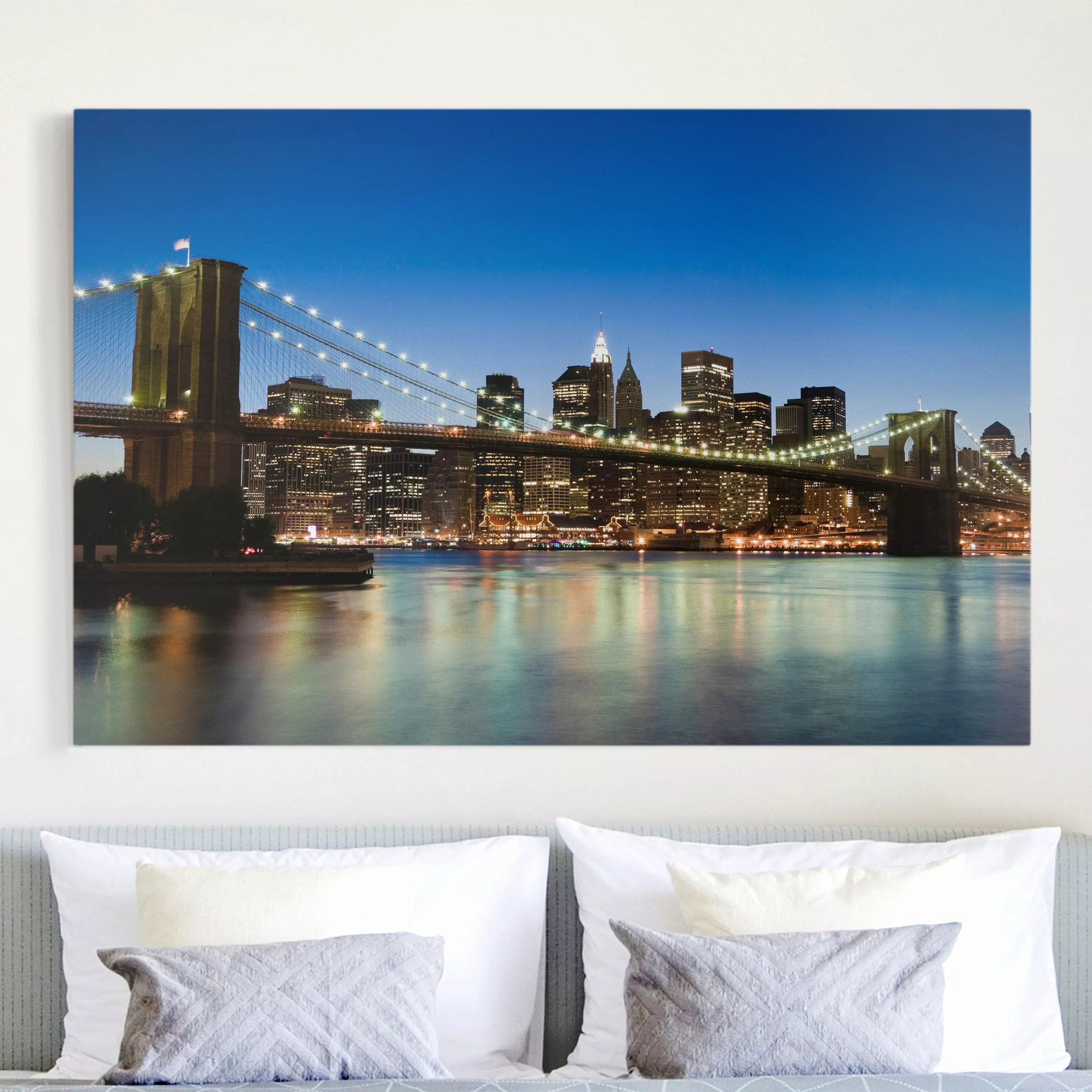 Leinwandbild New York - Querformat Brooklyn Brücke in New York günstig online kaufen