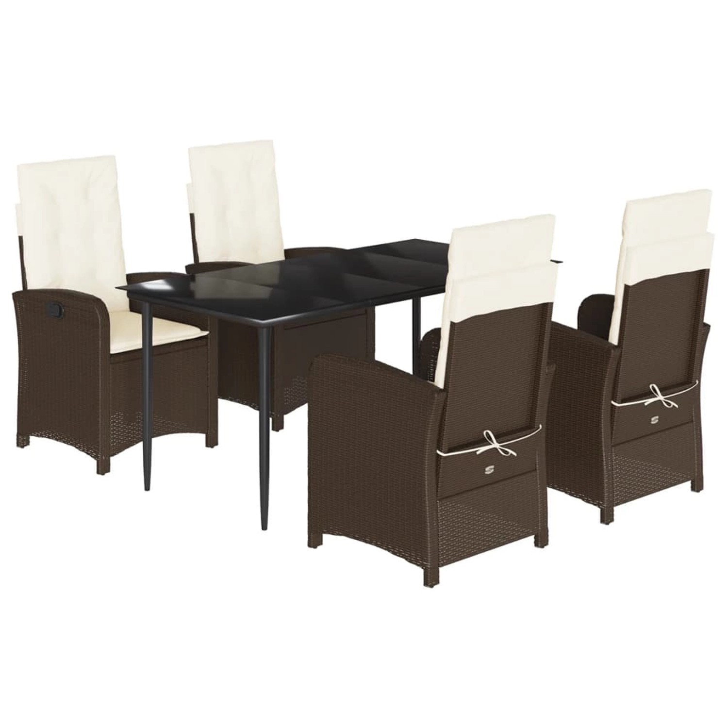 vidaXL 5-Tlg Garten-Essgruppe mit Kissen Braun Poly Rattan 3212334 günstig online kaufen
