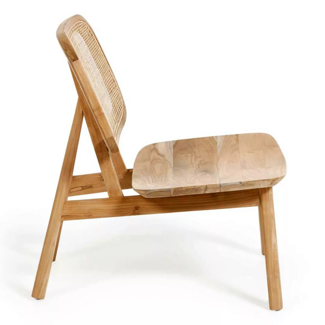 Lounge Sessel im Skandi Design Teak Massivholz & Rattan günstig online kaufen