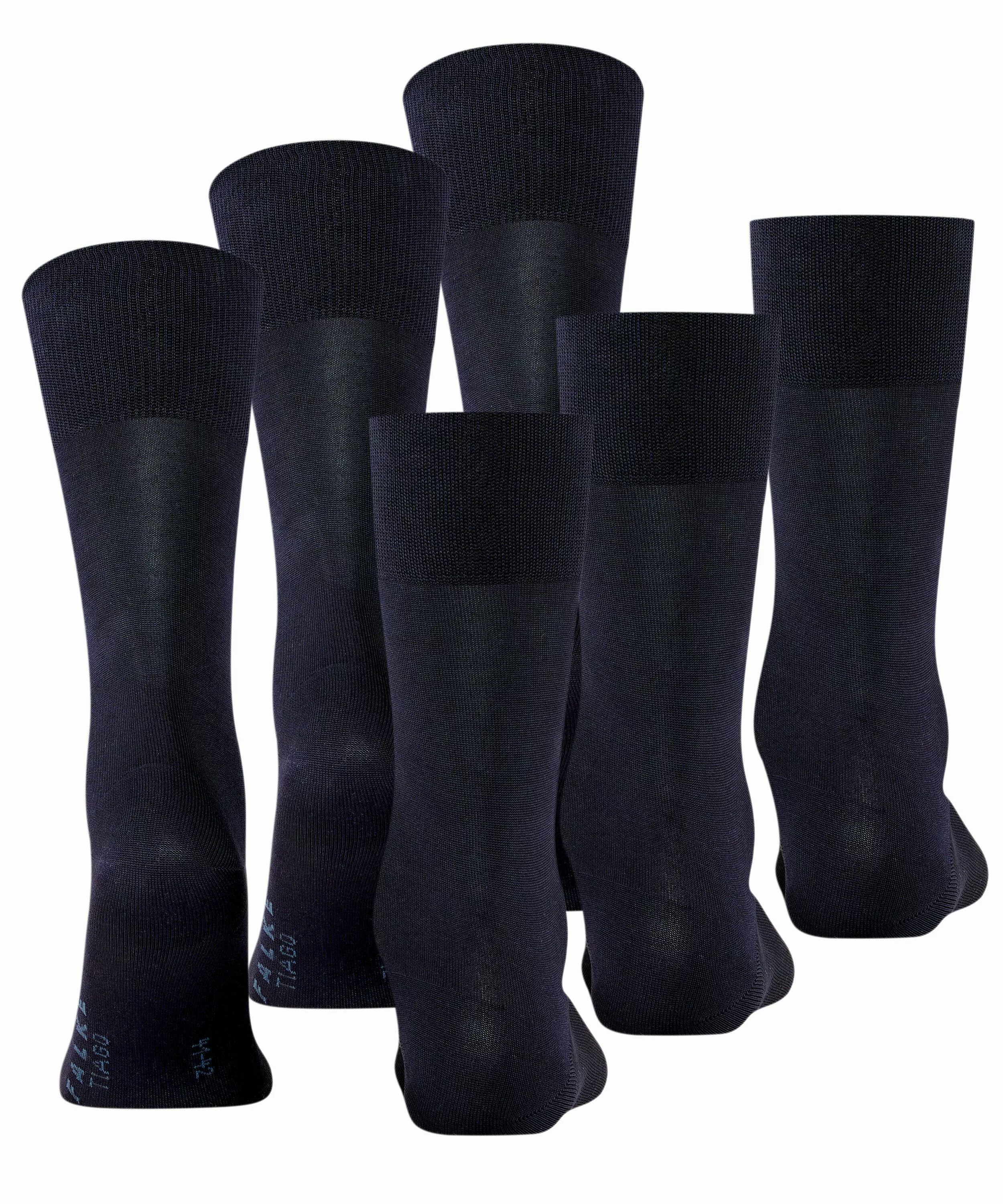 FALKE Tiago 3-Pack Herren Socken, 47-48, Blau, Uni, Baumwolle, 13009-637007 günstig online kaufen