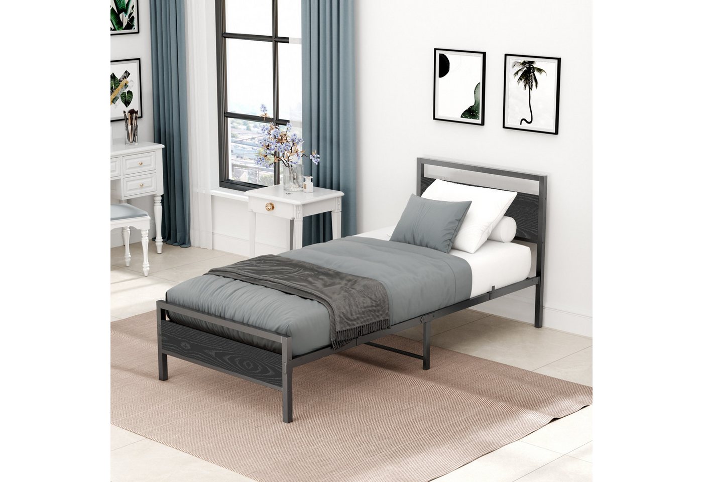 WISHDOR Metallbett Einzelbett Jugendbett (90 x 200 cm ohne Matratze), mit L günstig online kaufen