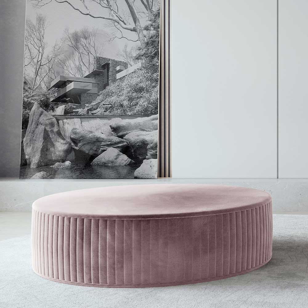 Hocker Polsterhocker in Rosa aus Samt günstig online kaufen