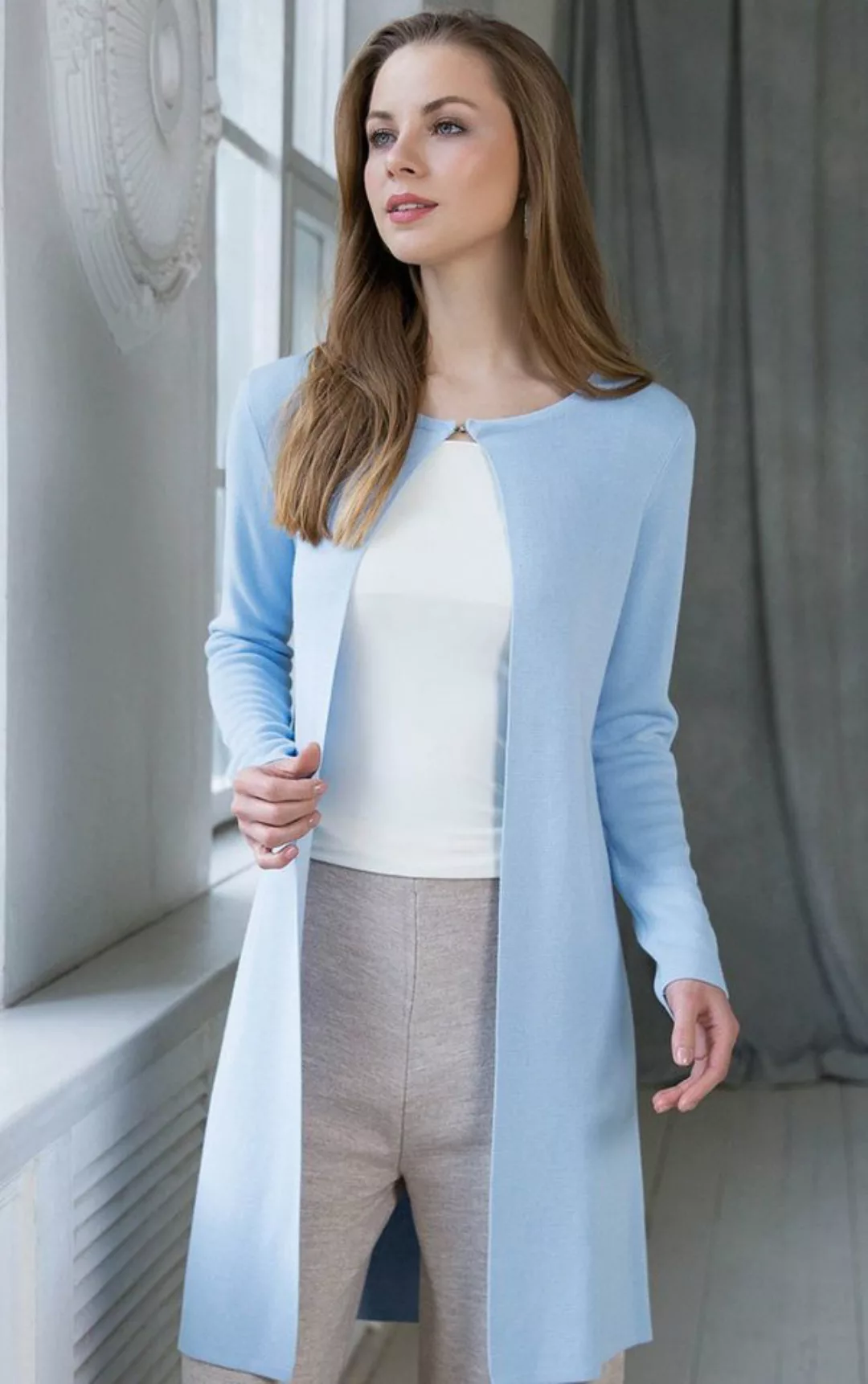 Passioni Cardigan in Blau, mit schlichter Optik und Rundhalsausschnitt günstig online kaufen