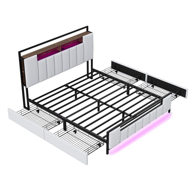 Sweiko Polsterbett mit LED-Licht und USB-Steckdose, (lagerfähig, Bettgestel günstig online kaufen
