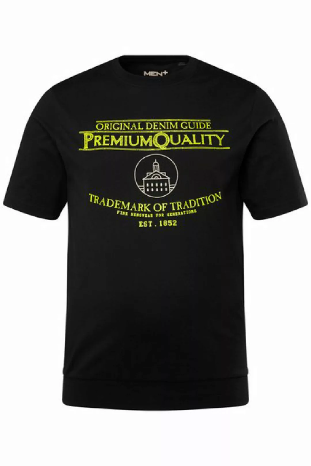 Men Plus T-Shirt Men+ T-Shirt Bauchfit Halbarm Schrift Print günstig online kaufen