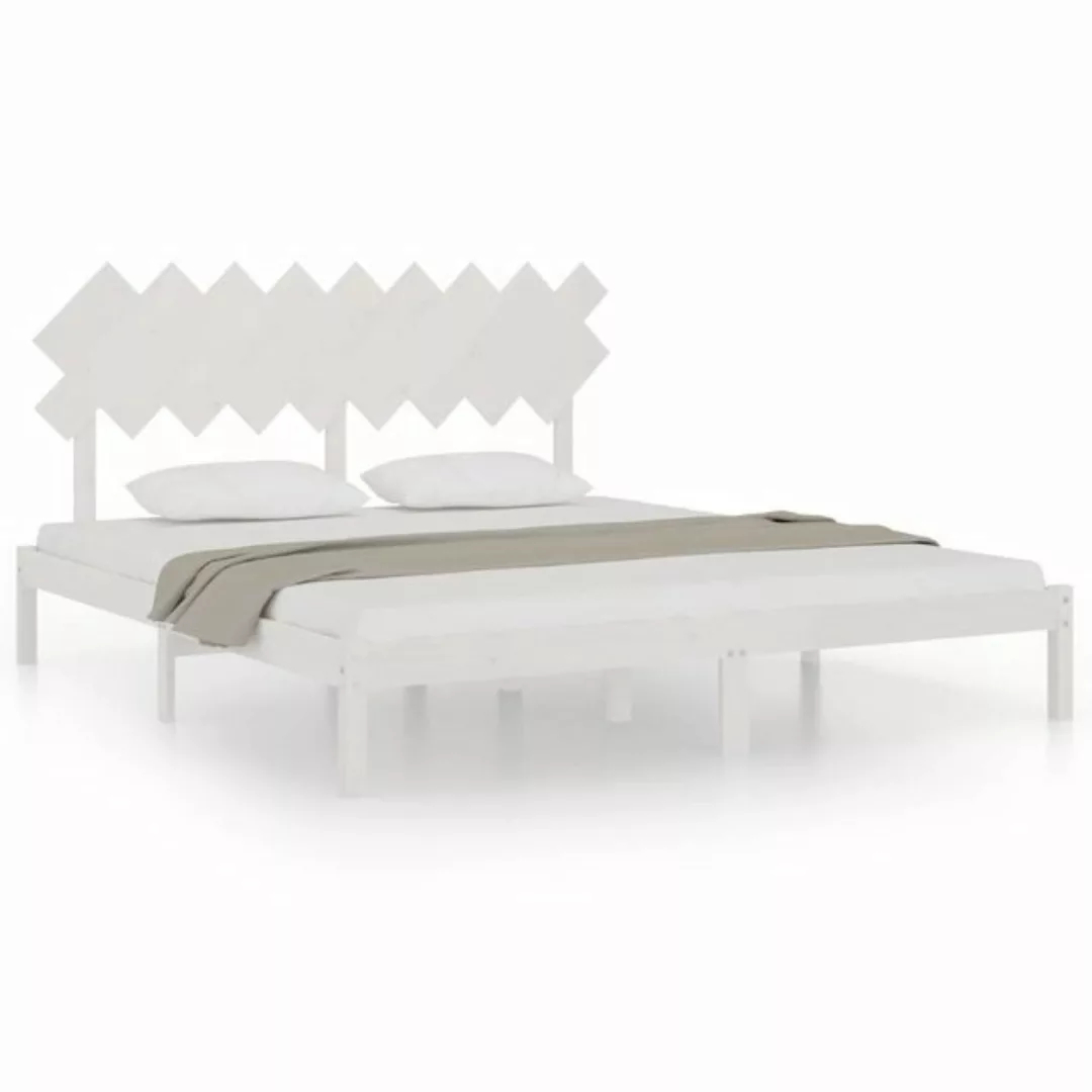 vidaXL Bettgestell Massivholzbett Weiß 180x200 cm 6FT Super King Bett Bettr günstig online kaufen