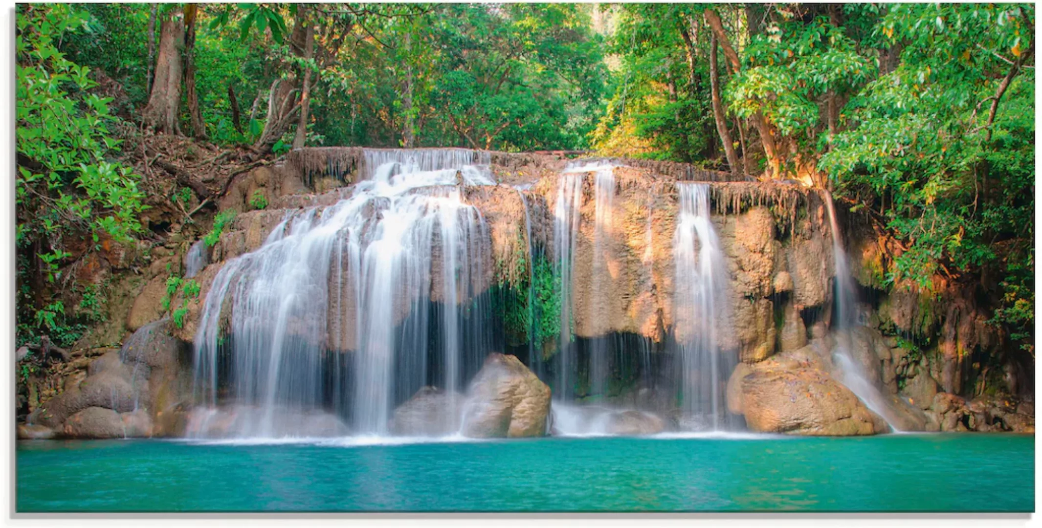 Artland Glasbild "Wasserfall im Wald National Park", Gewässer, (1 St.), in günstig online kaufen