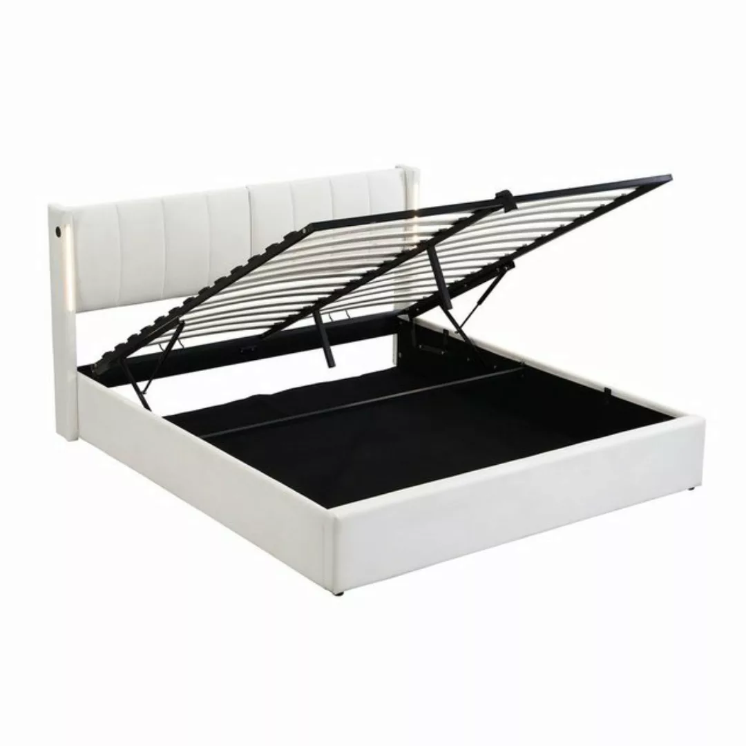 MODFU Polsterbett Binaurales LED-Polsterbett,Hydraulisches Bett (140x200cm günstig online kaufen