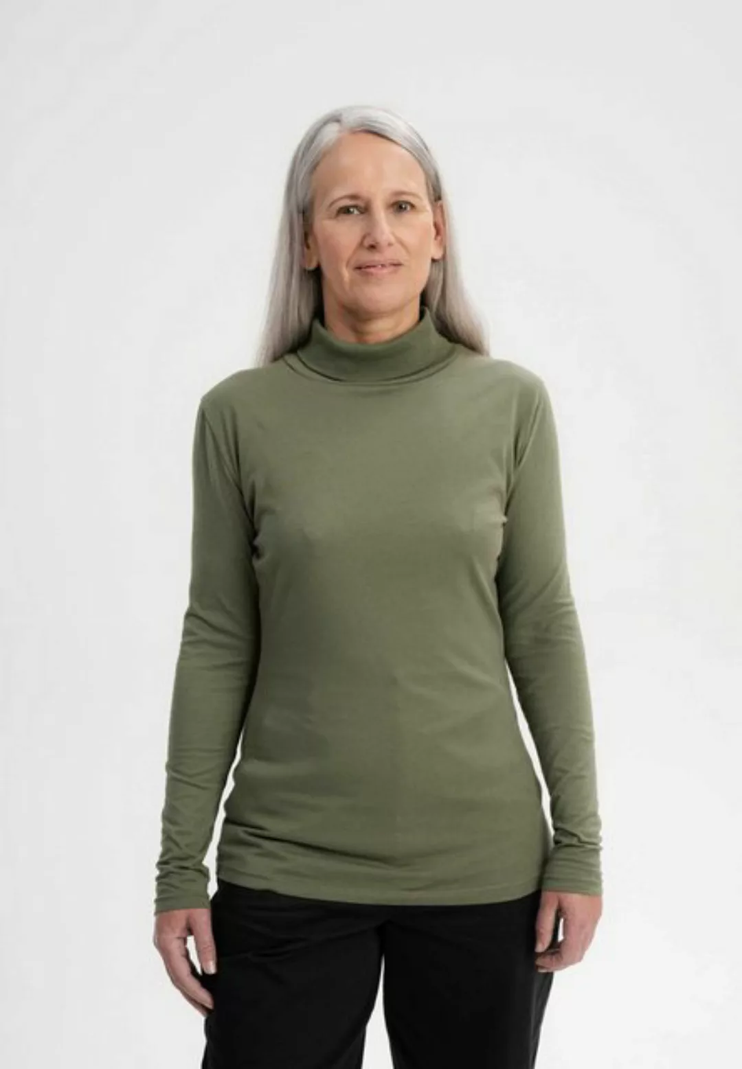 MELA Langarmshirt Damen Turtleneck Shirt ANCHAL Fein gerippter Kragen günstig online kaufen