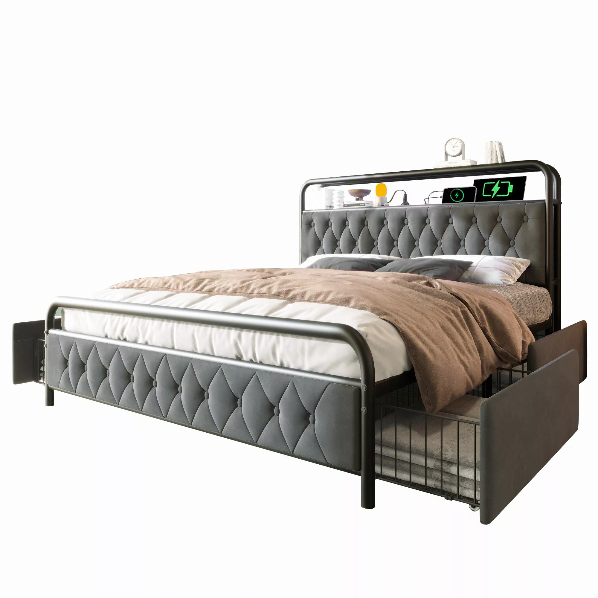 BlingBin Polsterbett Metallbett Bettgestell (1-tlg., Einzelbett günstig online kaufen