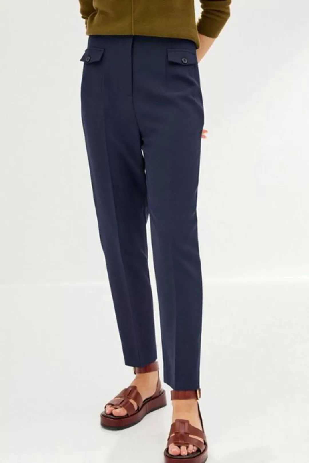 Next Stoffhose Taillierte, schmal zulaufende Hose mit Knopfleiste (1-tlg) günstig online kaufen