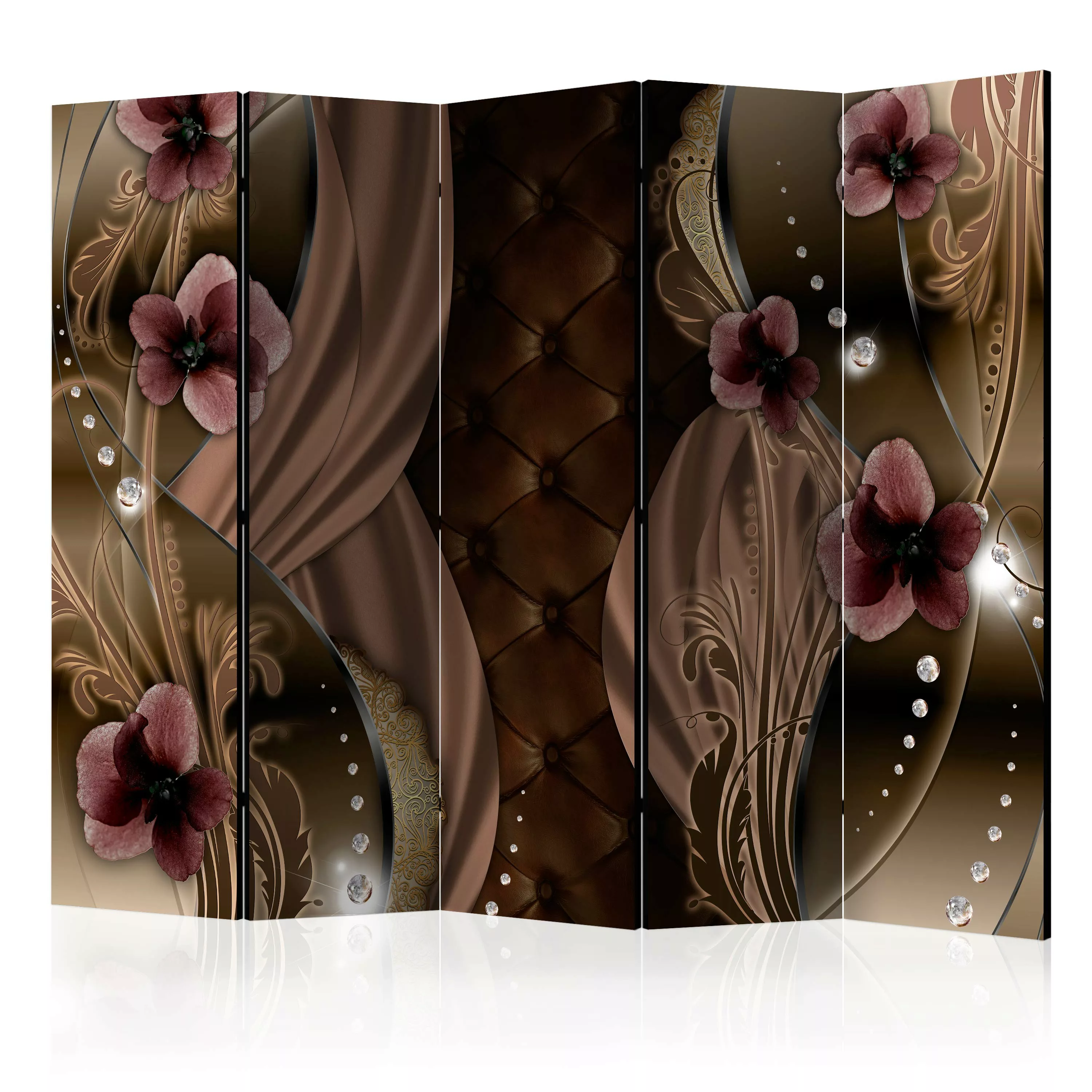 5-teiliges Paravent - Burgundy Pansies Ii [room Dividers] günstig online kaufen