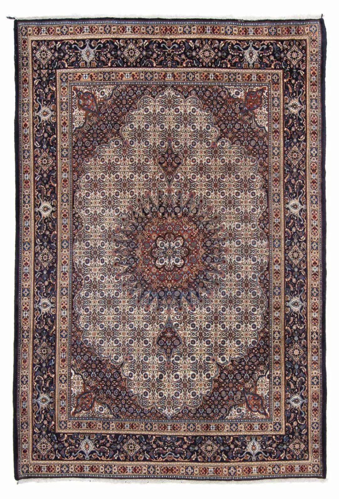 morgenland Wollteppich »Moud Medaillon Blu scuro 298 x 206 cm«, rechteckig, günstig online kaufen