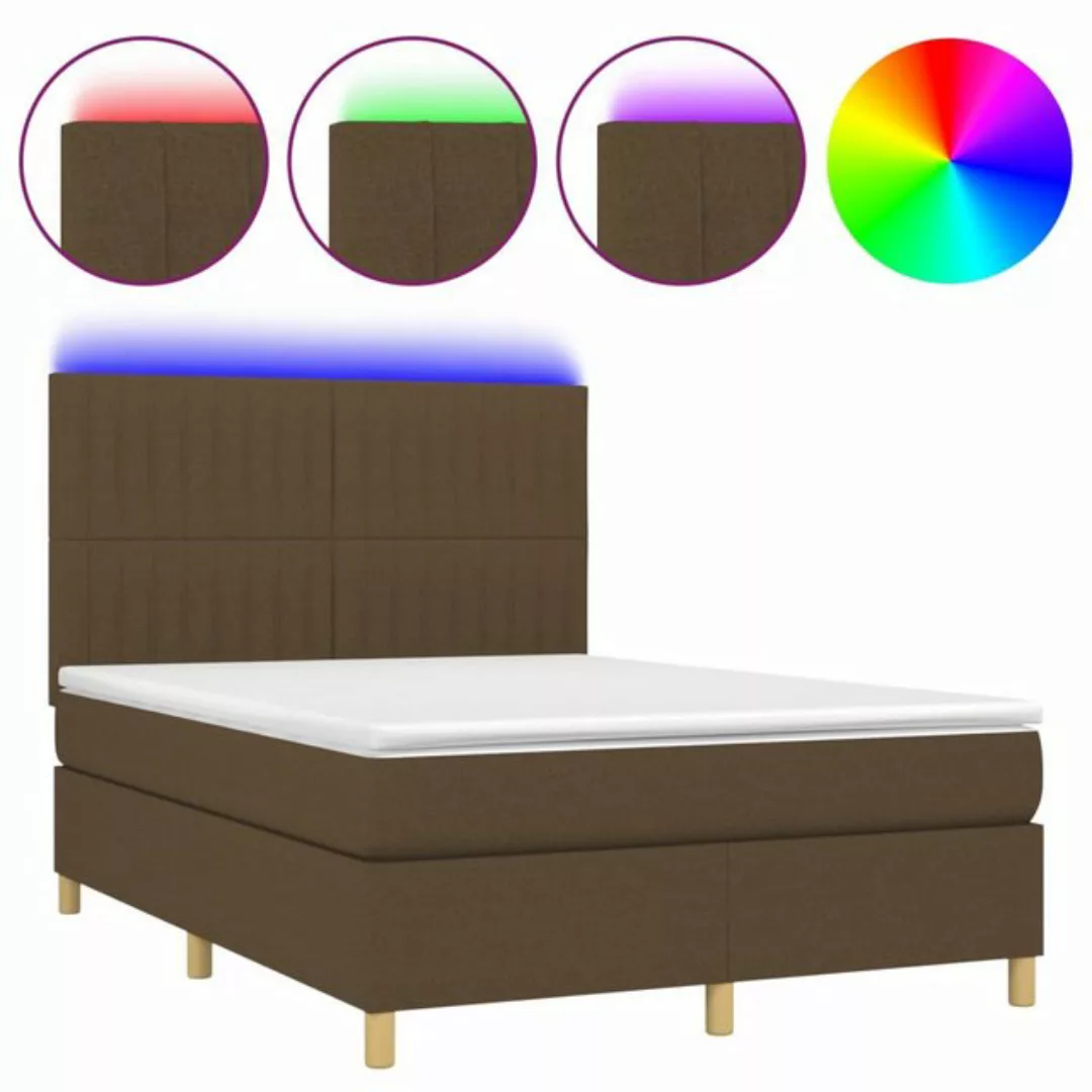 vidaXL Boxspringbett Bett Boxspringbett mit Matratze & Topper & LED (140 x günstig online kaufen