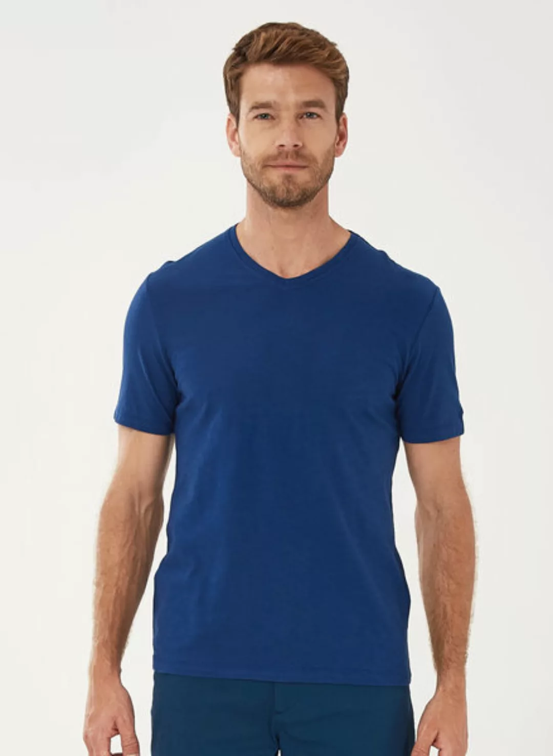 Basic T-shirt Aus Bio-baumwolle Mit V-ausschnitt günstig online kaufen
