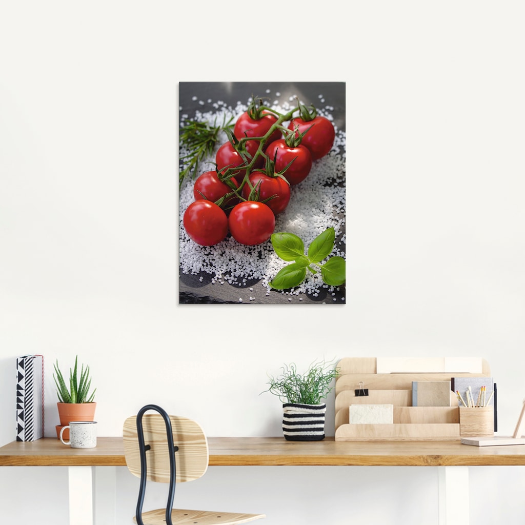 Artland Glasbild »Tomaten Rispe auf Salz«, Lebensmittel, (1 St.), in versch günstig online kaufen