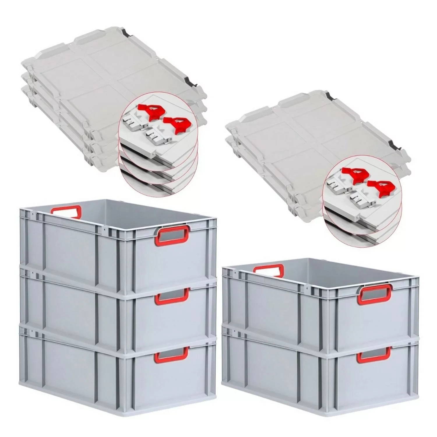 PROREGAL Spar Set 5x Eurobox Nextgen Color Mit Scharnierdeckel & Schiebesch günstig online kaufen