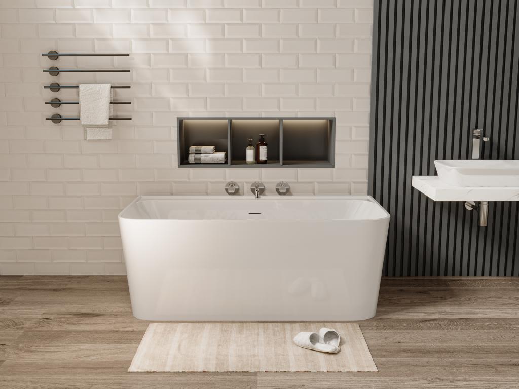 Halb freistehende Badewanne rechteckig - 216 L - 150 x 75 x 60 cm - Acryl - günstig online kaufen