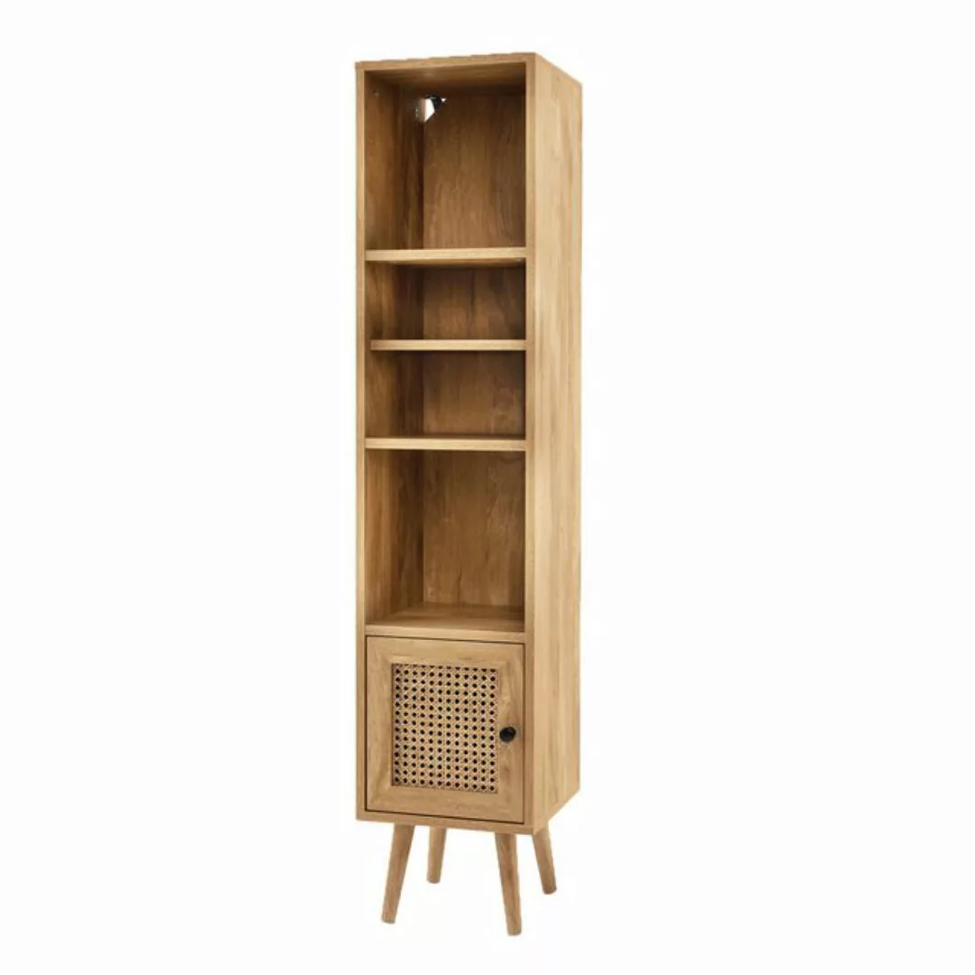 COSTWAY Hochschrank schmal, mit 4 Fächern & Rattantür, 29, 5 x 29, 5 x 137c günstig online kaufen