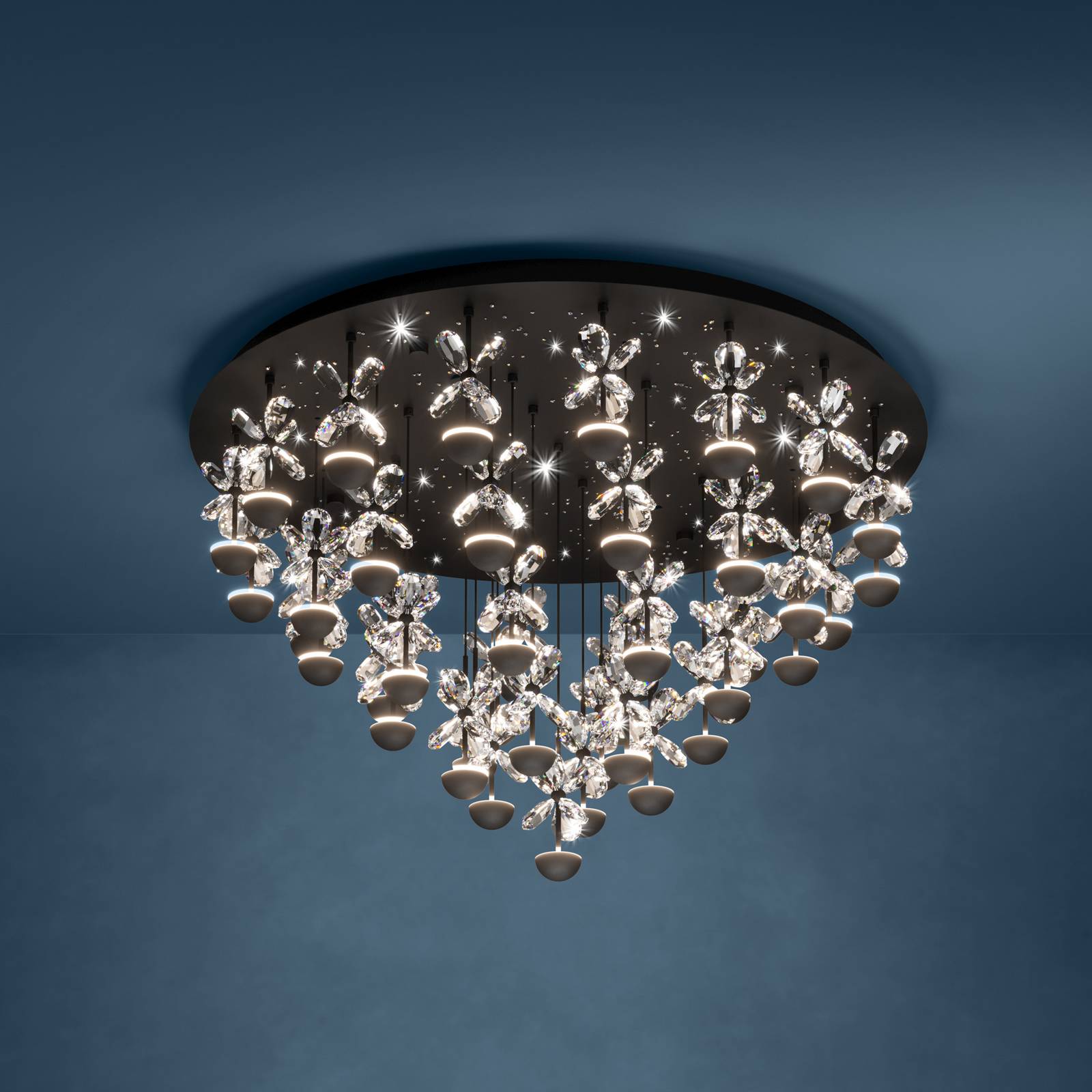 EGLO Stars Of Light LED-Deckenlampe Pianopoli schwarz Ø 78cm günstig online kaufen