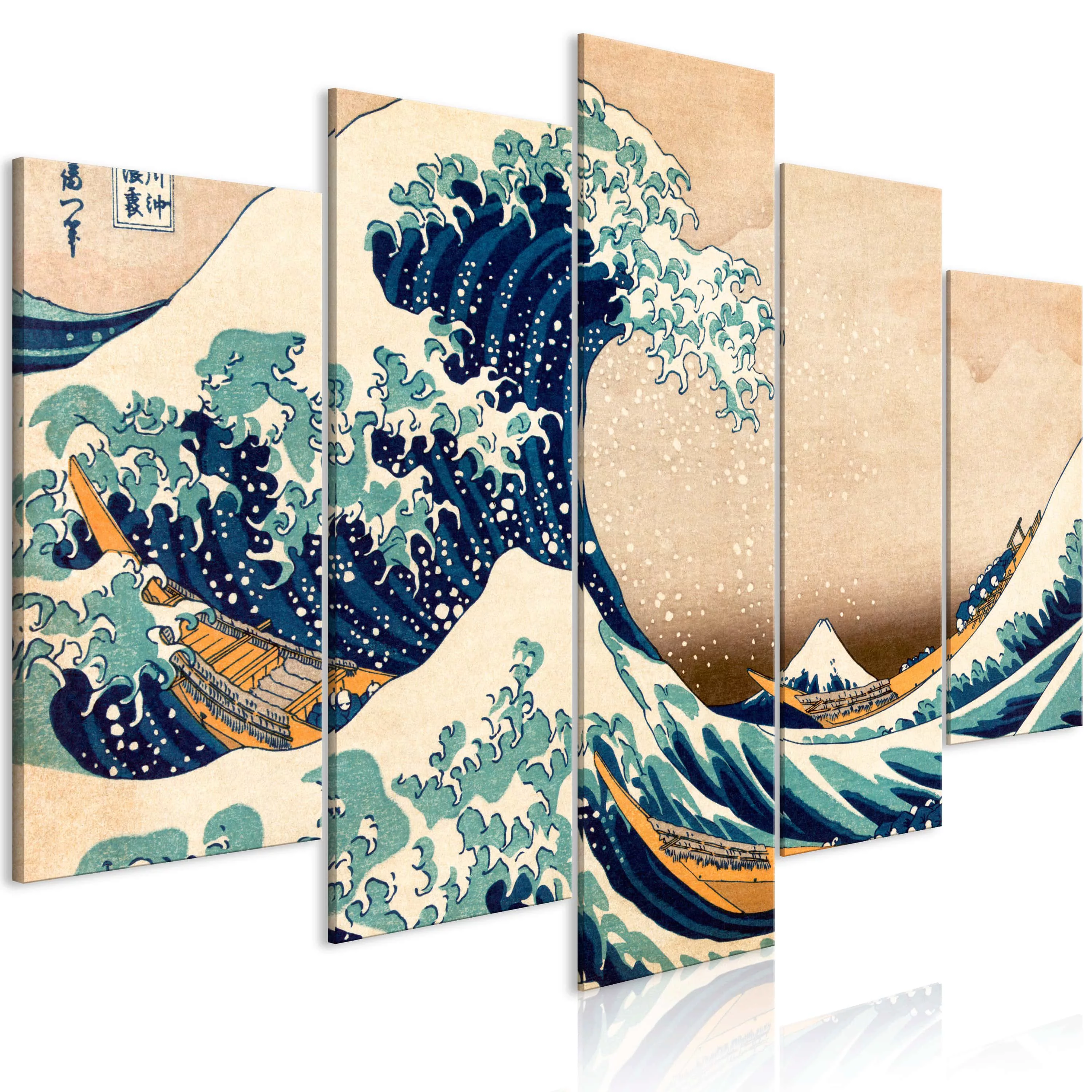 Wandbild - The Great Wave off Kanagawa (5 Parts) Wide günstig online kaufen