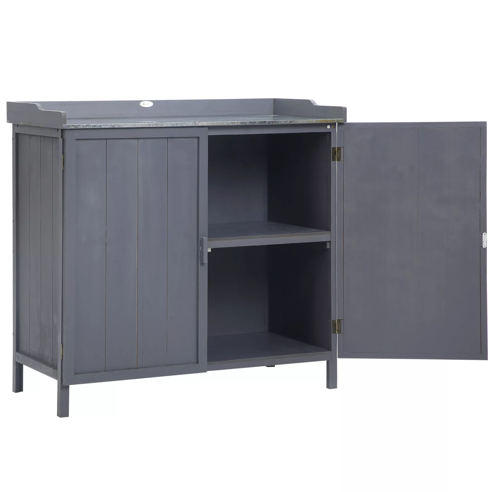 Outsunny Freistehender Gartenschrank-Pflanztisch-Kombination Doppeltür, Reg günstig online kaufen