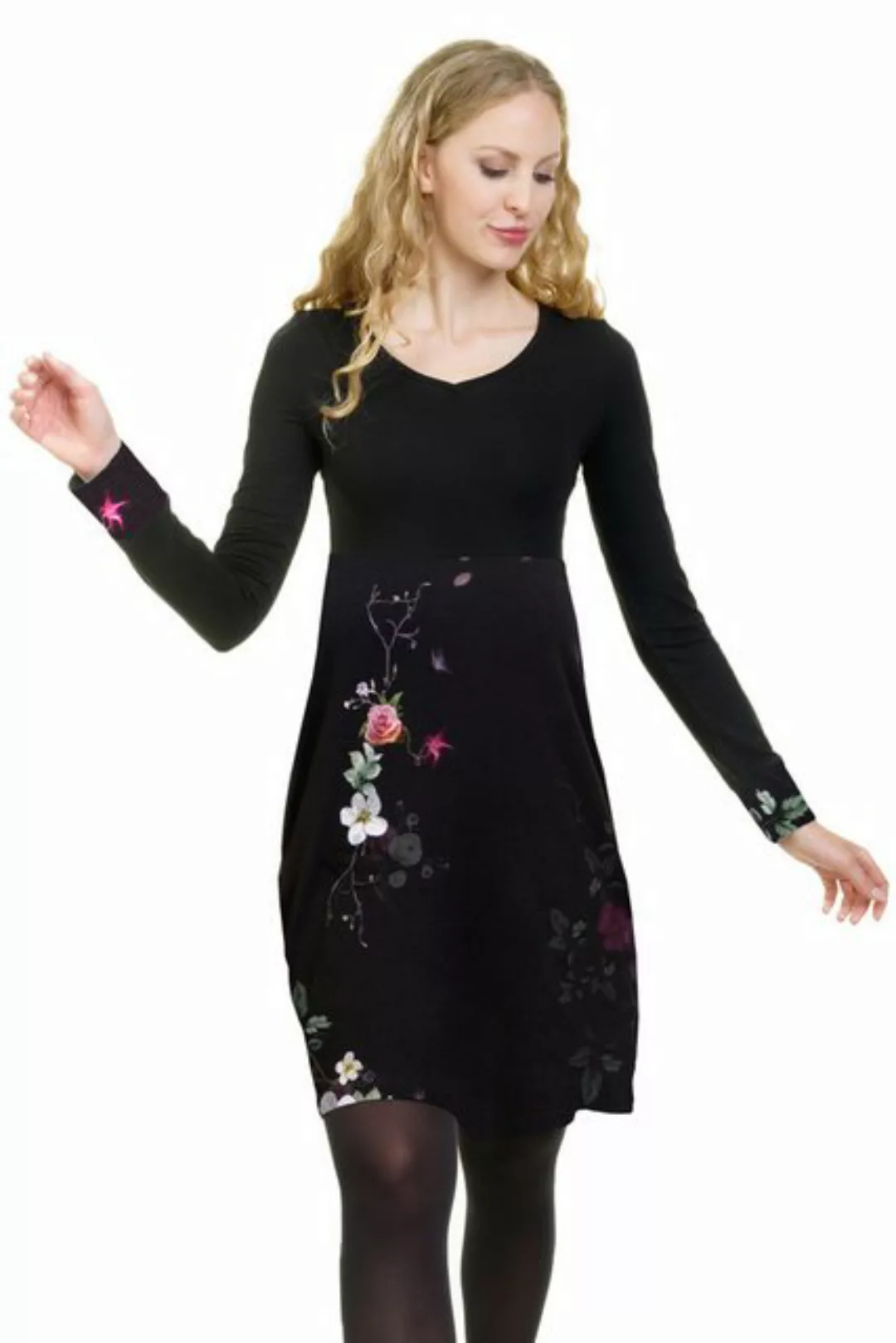 3Elfen Jerseykleid Langarm Kleid Lillie Jerseykleid mit Blumen by 3Elfen günstig online kaufen