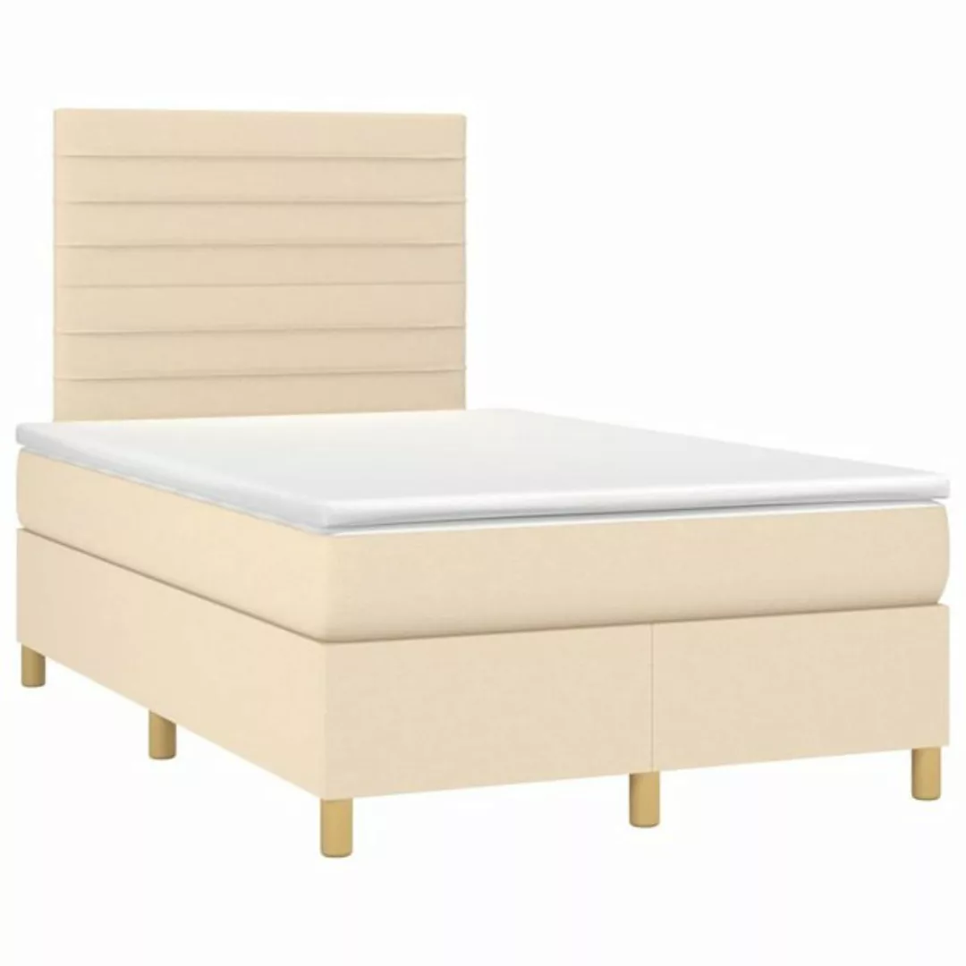 vidaXL Boxspringbett, Boxbett mit Matratze Creme 120x190 cm Stoff günstig online kaufen