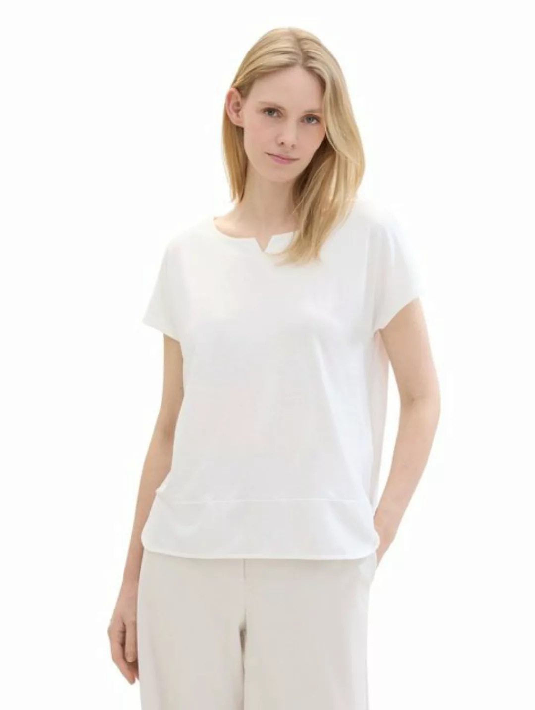 TOM TAILOR T-Shirt mit geschlitztem Rundhalsaussschnitt günstig online kaufen
