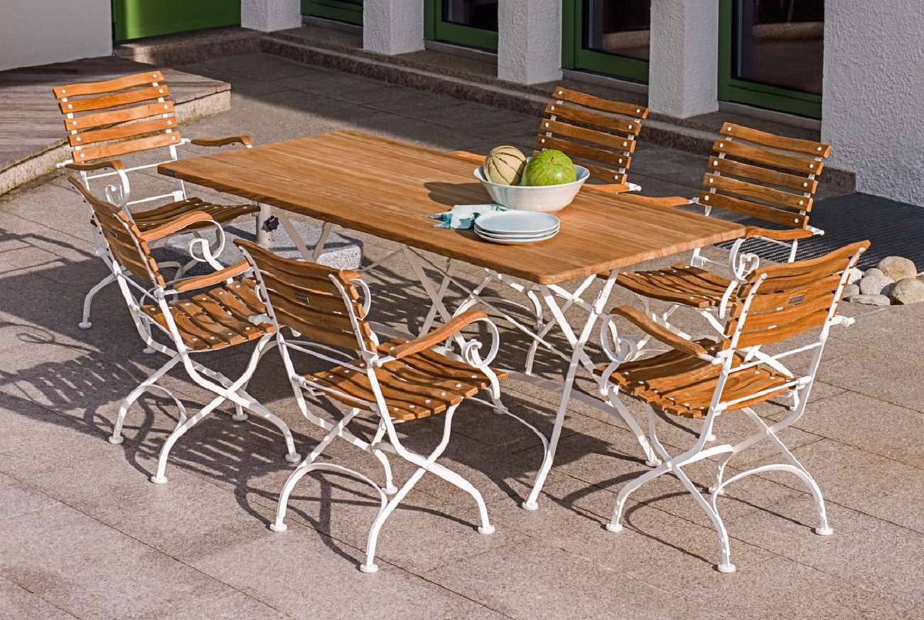 Outdoor Tisch Classic 140x80 cm Teak weiß günstig online kaufen