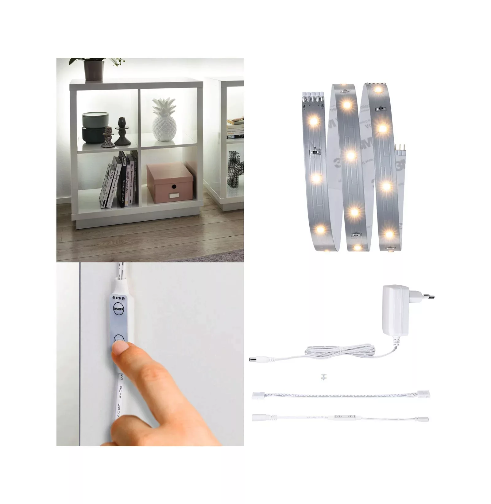 Paulmann MaxLED 250 LED Strip Regal Komfort Basis-Set 1 m Weiß günstig online kaufen