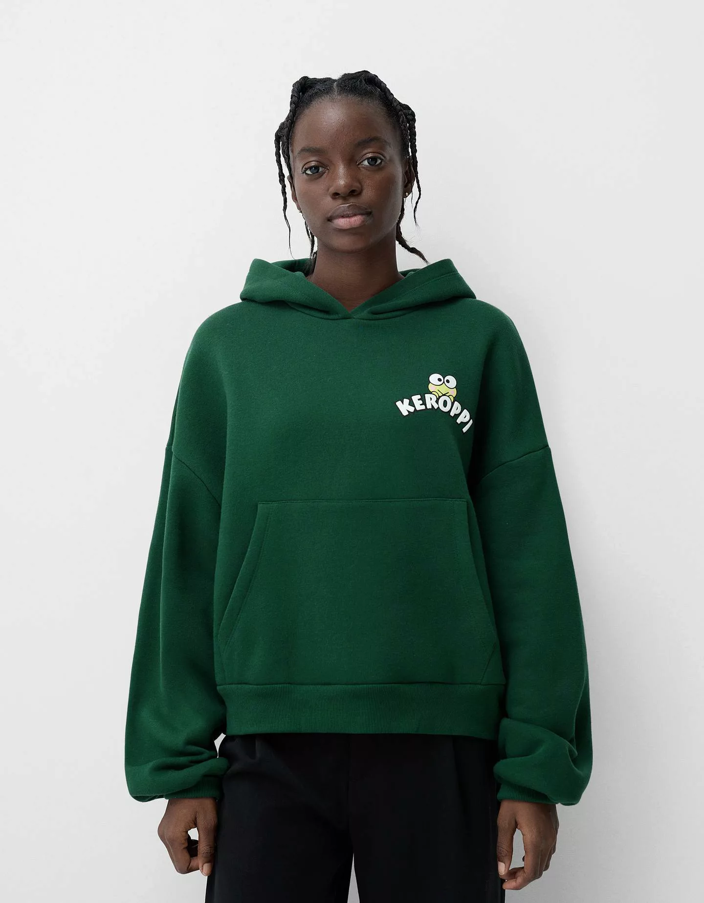 Bershka Hoodie Kerokerokeroppi Mit Kapuze Damen L Grün günstig online kaufen