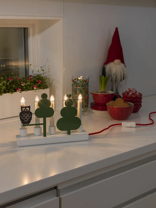 KONSTSMIDE Fensterleuchter »Weihnachtsdeko«, 5 flammig-flammig, Holzleuchte günstig online kaufen