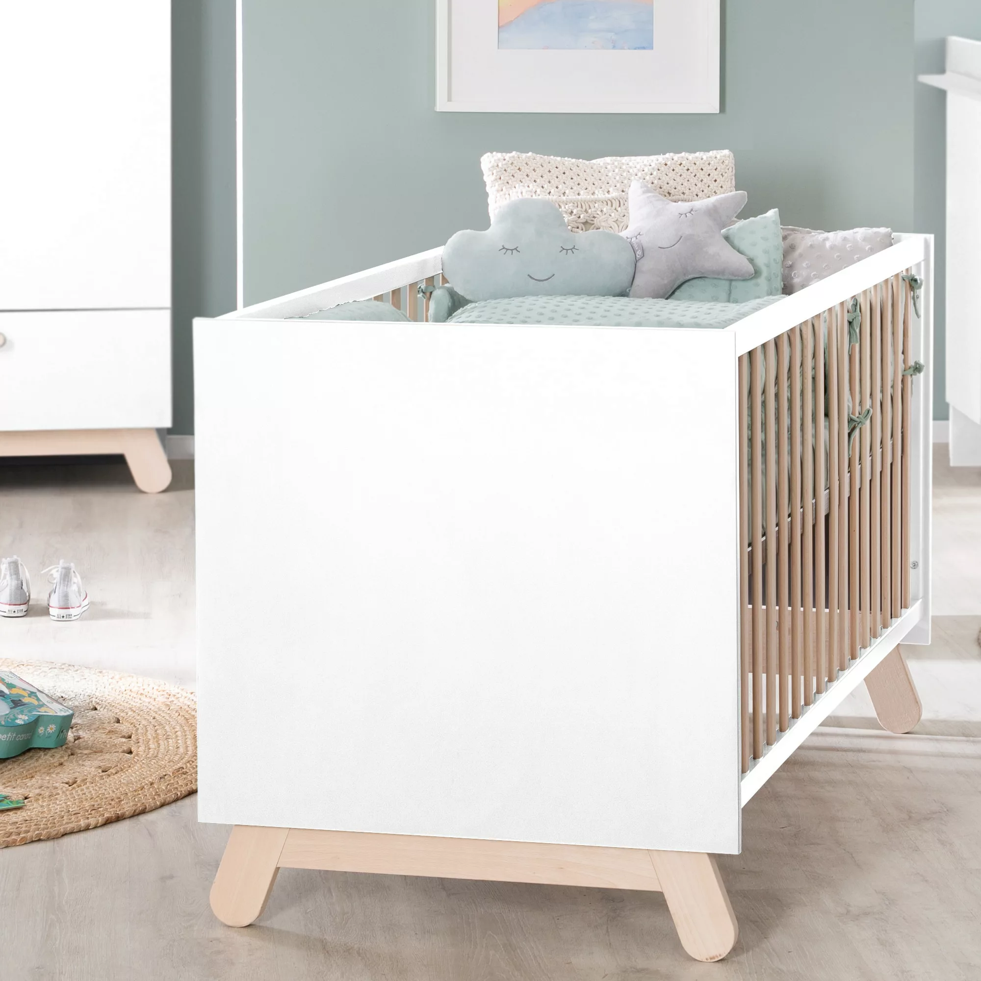 roba® Babybett »Kombi-Kinderbett Clara, Weiß«, mit Gittersprossen und Füßen günstig online kaufen