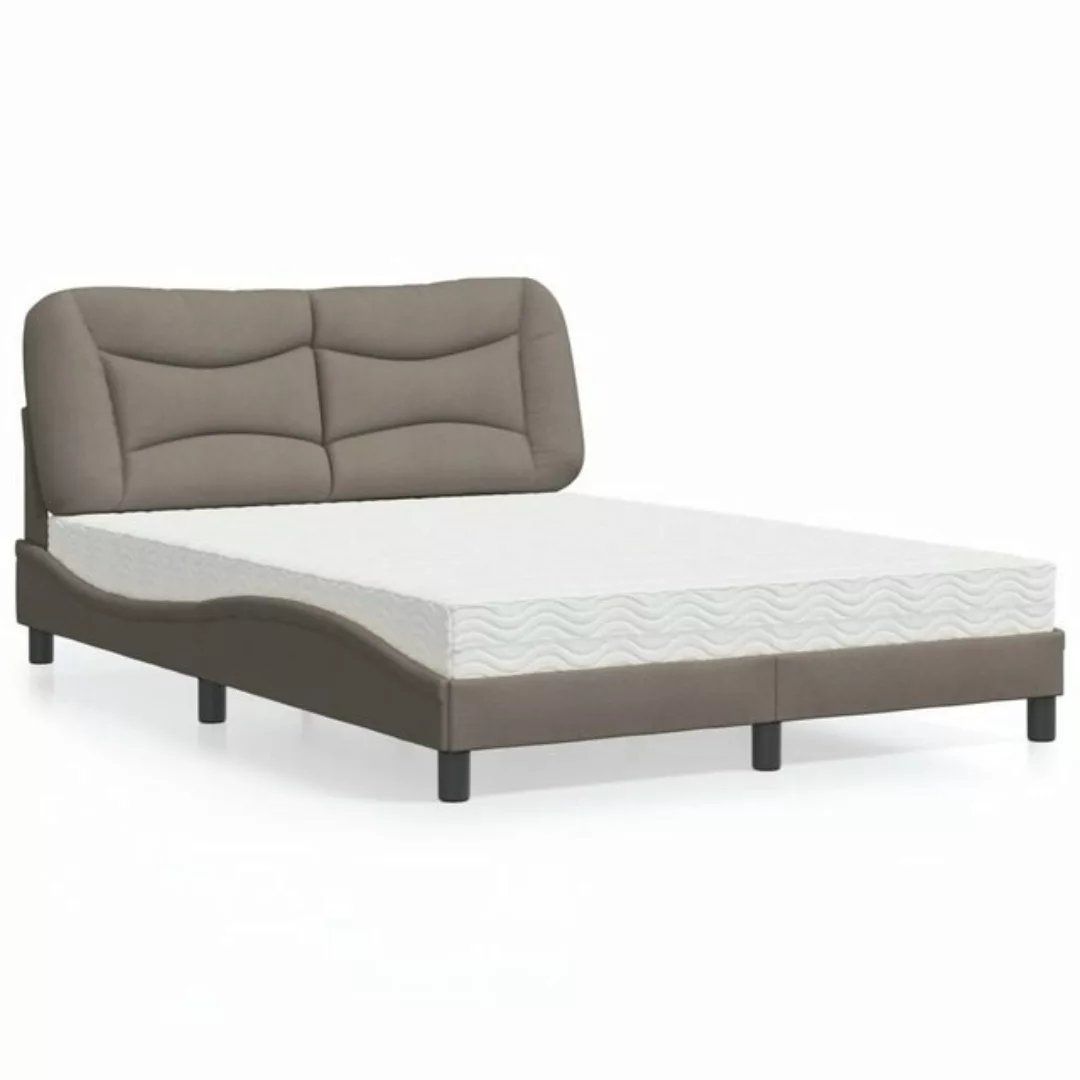 vidaXL Bett Bett mit Matratze Taupe 120x200 cm Stoff günstig online kaufen
